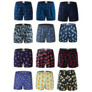 6-Pack Men's Cotton Boxer Shorts with Random Fruit Print - Loose Cut No Binding, Breathable Casual Underwear for Attire, Machine Washable, Comfortable Homewear | Playful Design Soft Texture Menswear Socks