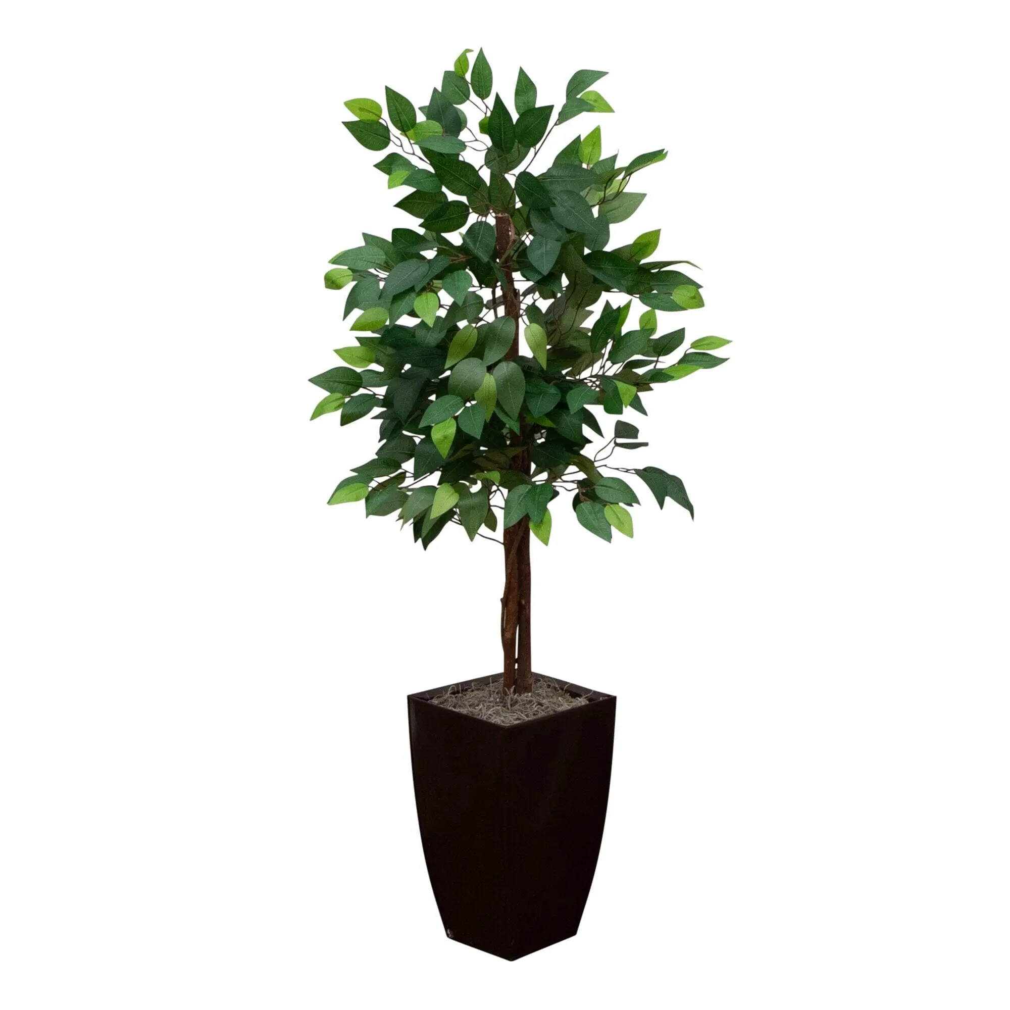 45” Synthetic Artificial Ficus Tree with Metal Planter, Decorative Indoor Home Decor Accent