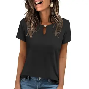 ANRABESS Women’s Short Sleeve T-Shirt Keyhole Neck Cute Basic Tee – 2026 Spring Summer Casual Dressy Work Top