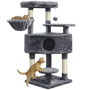 【Valentine Gift】Yaheetech 46″ Height Multilevel Cat Tree Big Plush Cat Condo Scratching Posts for Cats with Perch Platform Basket Condo for Kitten Tower Indoor Cats