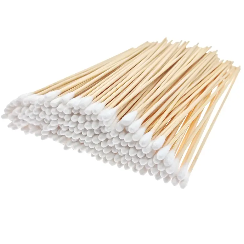 200 Pcs Cotton Swabs, 6 Inch Long Ear Buds with Extra Long Wooden Handle Ear Picks for Cleaning, Jewelry, Polishing, Makeup, Dogs, Wooden Stick
