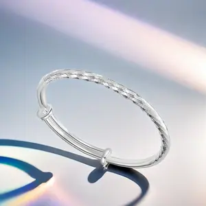 Full Silver s999 bracelet Sterling Silver bracelet Ladies push-pull bracelet can be freely adjusted size to send girlfriend birthday holiday gift Silver weight 14g /0.49 oz
