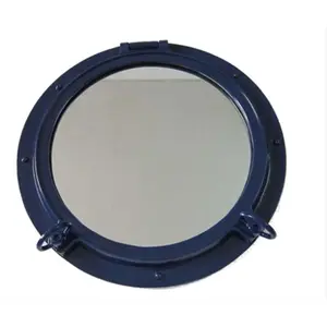 Handcrafted Model Ships  Navy Blue Porthole Mirror 24 in. Port Holes Decorative Accent