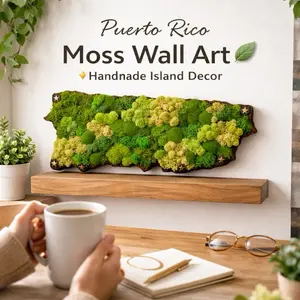 Puerto Rico Preserved Moss Map | No Maintenance Wall Art Decor