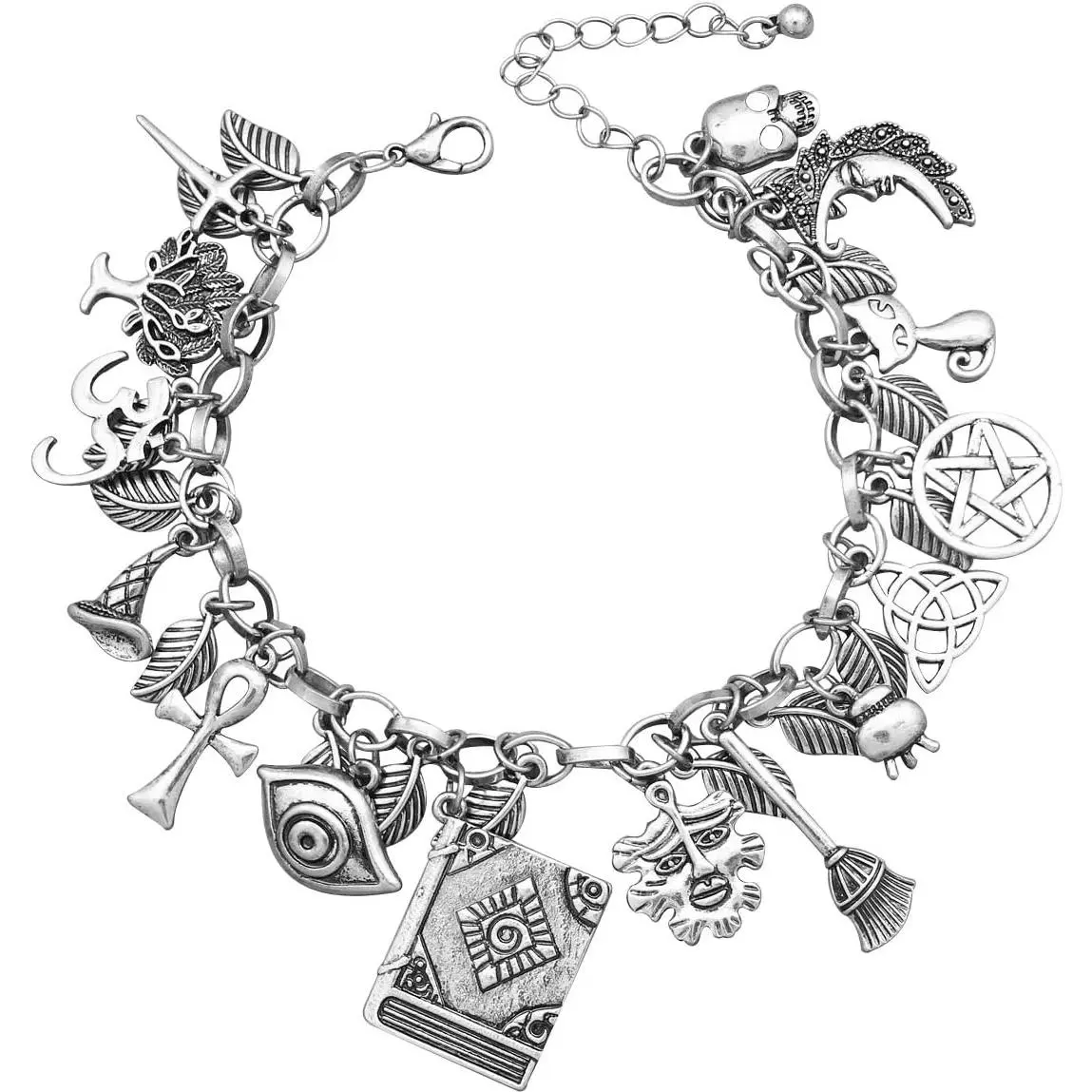 BHC2 Mythology Fairytale Lucky Charms Cuff Bangle Bracelet Cross Leaf Moon Face Celtic Cat
