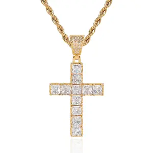 Iced Out CZ Diamond Cross Necklace for Men Sparkling Religious Jewelry Gift for Men & Women |Bling Hip Hop Christian Unisex Chain