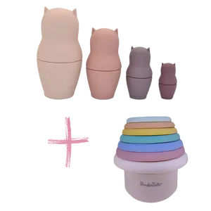 BrushinBella Silicone Bath Toys 4-Pack - Cleanable Silicone Toys with Montessori Stackable Cups - Baby Bath Toys - Dishwasher-Safe Bath Toys - Toddler Tub Toys - Baby Bath Essentials