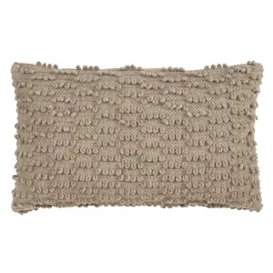 212 MAIN 100% Cotton Decorative Soft Throw Cushion, 12x20 in. Rectangular Down-Filled Pillow with Subdued Hue, Nubby Texture - Grey, Decorative Cushion, Soft Cushion