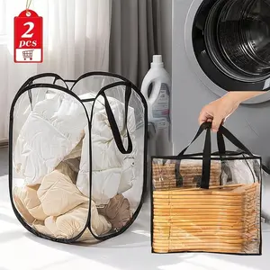Transparent Laundry Basket with Triangle Hanger Organizer, Ideal for Daily Laundry Sorting, Perfect for Closet Organization