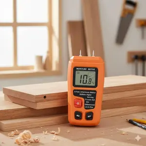 Professional Wood Moisture Meter: Portable LCD Backlit Waterproof Durable Handheld Humidity Tester for Wood, Logs, Walls, Leak Detection, Carpentry, and Construction Projects Detector