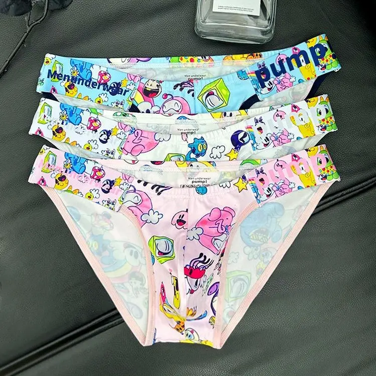 Men Underwear Briefs Cotton Colorful Summer Patterns Bikini Man Anime Belt High-Cut Underpants Butt Lift