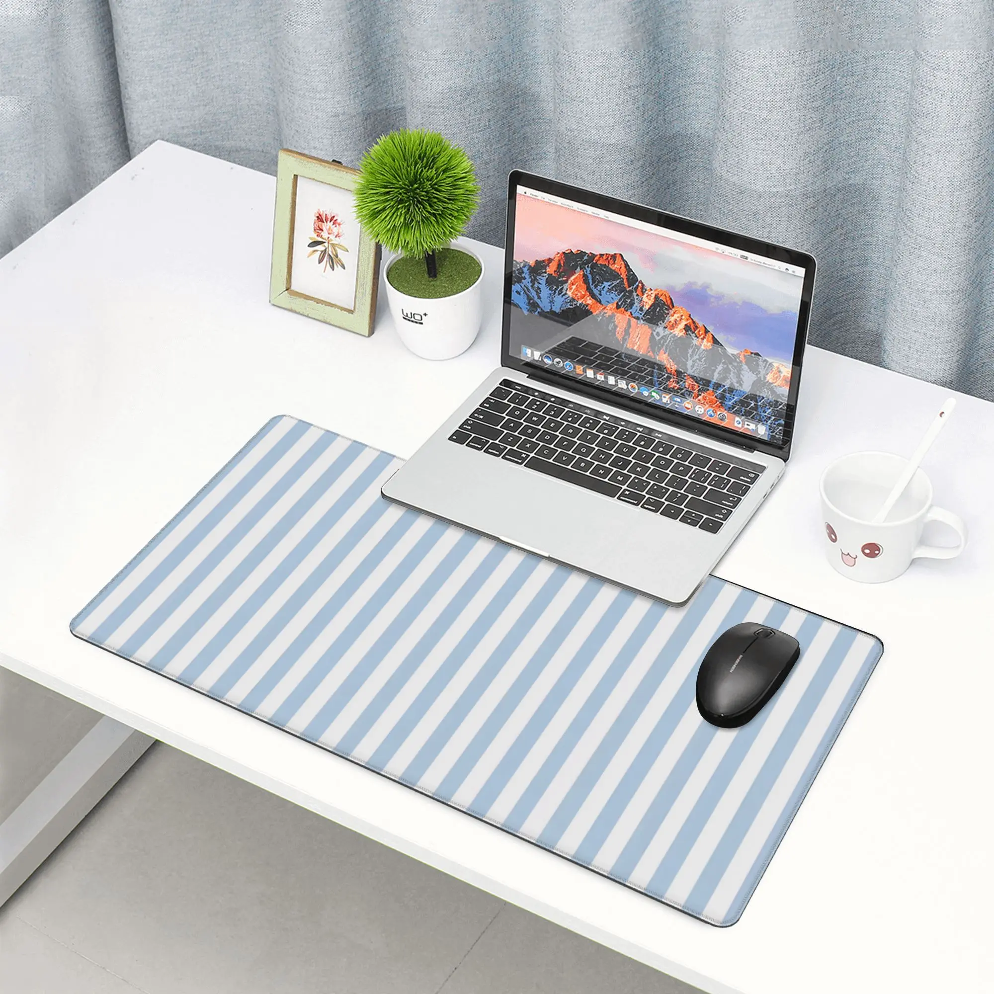 Striped Desk Mat Cute Pastel Large Mouse Pad Kawaii Aesthetic Extended Mat for Home Office Desk Decor Cozy Gaming Keyboard Pad 31.5 X 12 office gaming lock edge desk mat non-slip rubber base desk mat，DealsForYouDays，SummerWins
