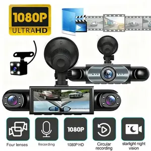 4-Channel 1080P Multi-Lens Dashcam with 64GB Storage, 360° View, IPS Screen, 24H Full Loop Record, Parking Monitoring, Multiple View Modes Car Driving Recorder (Model L7X9)