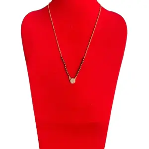 Traditional Indian Nepali Magalsutra Necklace with Cubic Zircon Stone Elegant Red Displayed Jewelry