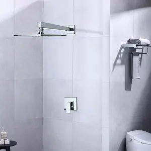 Chrome Finish Wall-Mounted Shower Faucet with Integrated Plumbing Valve