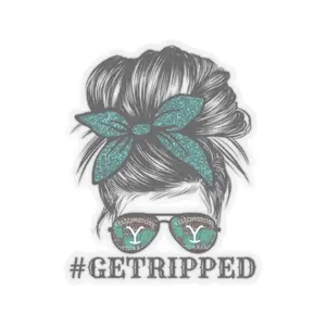 Ripped Kiss-Cut Stickers - Vinyl Decorative Stickers for Home Decor, Featuring "GETTRIPPED" Design, Waterproof with Glossy Finish