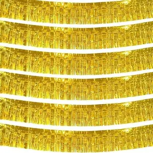 6 Pack 10 Feet Green Foil Fringe Garland Streamers Metallic Tinsel Banner Wall Hanging Fringe Curtain Glitter Backdrop Banner for Parade Floats Birthday Bachelorette Green Party Decorations