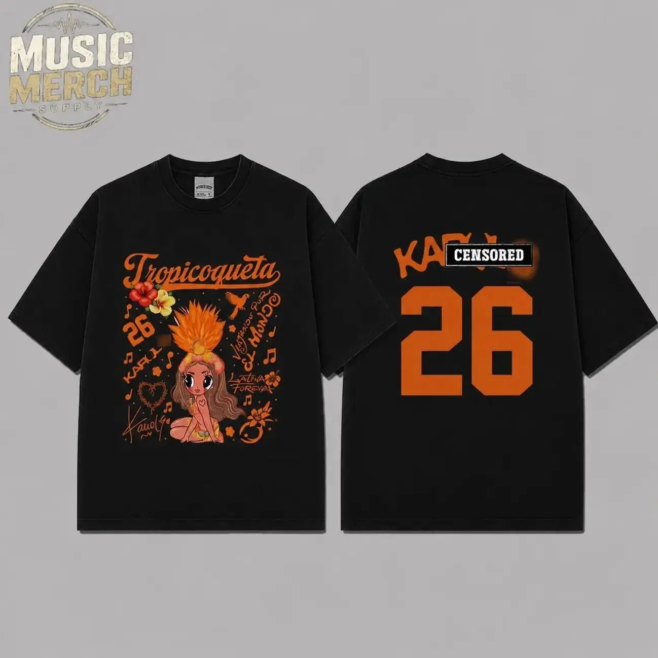 Tropicoqueata Girl Doll Cotton T-shirt, Viajando Por El Mundo – Tropitour 2026 Shirt, La Bichota Vintage Music Merch T-Shirt, Music Latin Style, New Album Gift For Fans