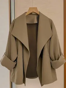 Plus Size Women's Oversized Lapel Shoulder Lantern Sleeve Coat Jackets, Spring Fall Commute Casual Date Wear, Conceals Fat Looks, Lazy High-End Aesthetic Style, Easy Layering, Premium Quality, Festival Outfit, All