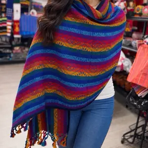 Multicolor Mexican Rebozo One Size Cozy shawl