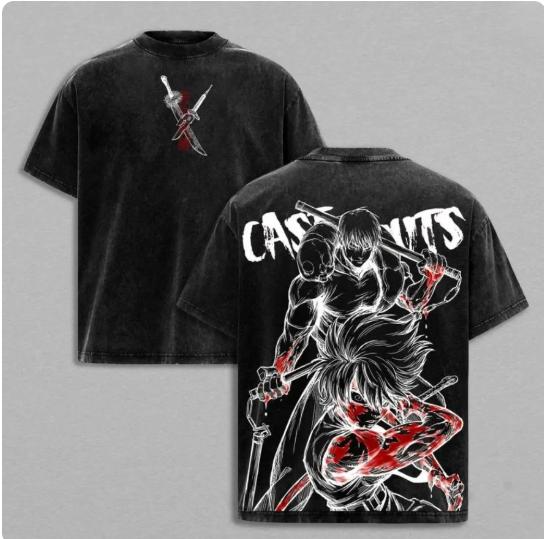 Maki Zenin x Toji Fushiguro Tee Washed – Jujutsu Kaisen Vintage Washed Heavy Cotton Oversized Anime Manga T-Shirt & Hoodie, Double Printed Dark Aesthetic Graphic, Heavenly Restriction Power Edition, Retro Unisex Streetwear JJK Merch funny graphic