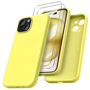 Luxury Original Case for iPhone 16 Pro Max 16 Pro 16 Plus 16 with 2 Screen Protectors - Soft Shell Anti-Fall Insurance Shell Mobile Phone Accessories - Original Liquid Silicone Phone Case