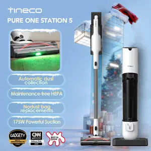 Tineco PURE ONE Station 5 Cordless Smart Vacuum with 2.5L Auto Dust Base Full-Path Self-Cleaning 175W Suction ZeroTangle Tech iLoop Smart Sensor for Hard Floor & Carpet