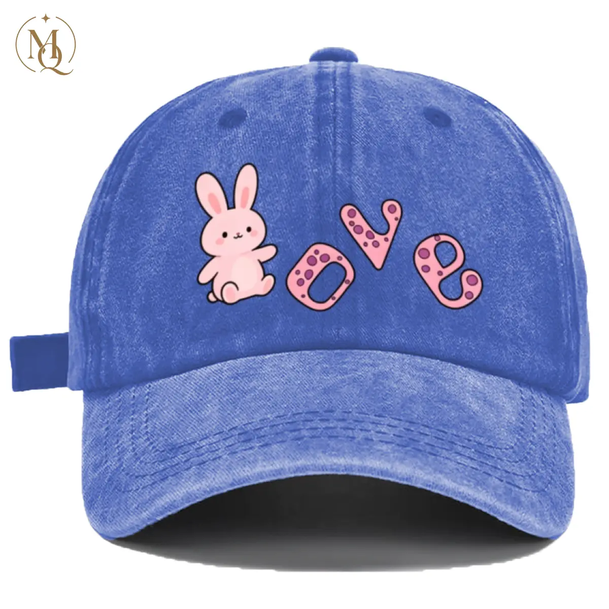 Cute Bunny Love Graphic Baseball Cap, Washed Printed Design Hat with Sweet Cartoon Style for Daily Outfits, Spring Trips, Coffee Dates & Weekend Wear, Adorable Gift for Girlfriend, Wife, Friends, Birthday & Holiday