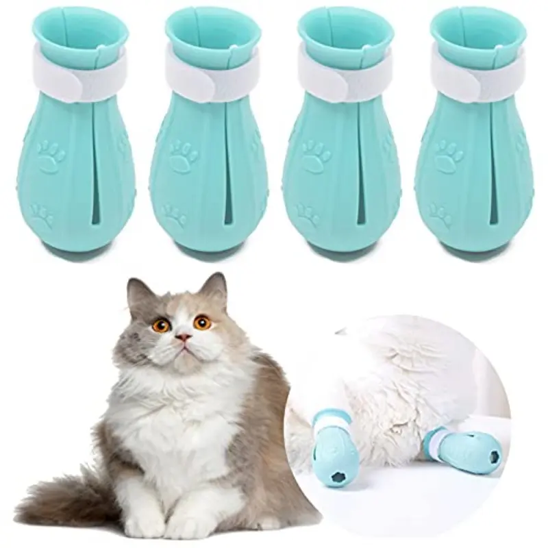 Anti-Scratch Cat Paw Covers, Adjustable Open Design Pet Booties for Cats, Ideal for Bathing, Nail Trimming & Ear Cleaning