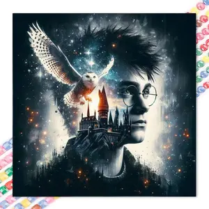 1 set of DIY diamond painting kit, 5D diamond art set, DIY decoration owl, castle, night sky. Mosaic, diamond art, DIY art home decor.