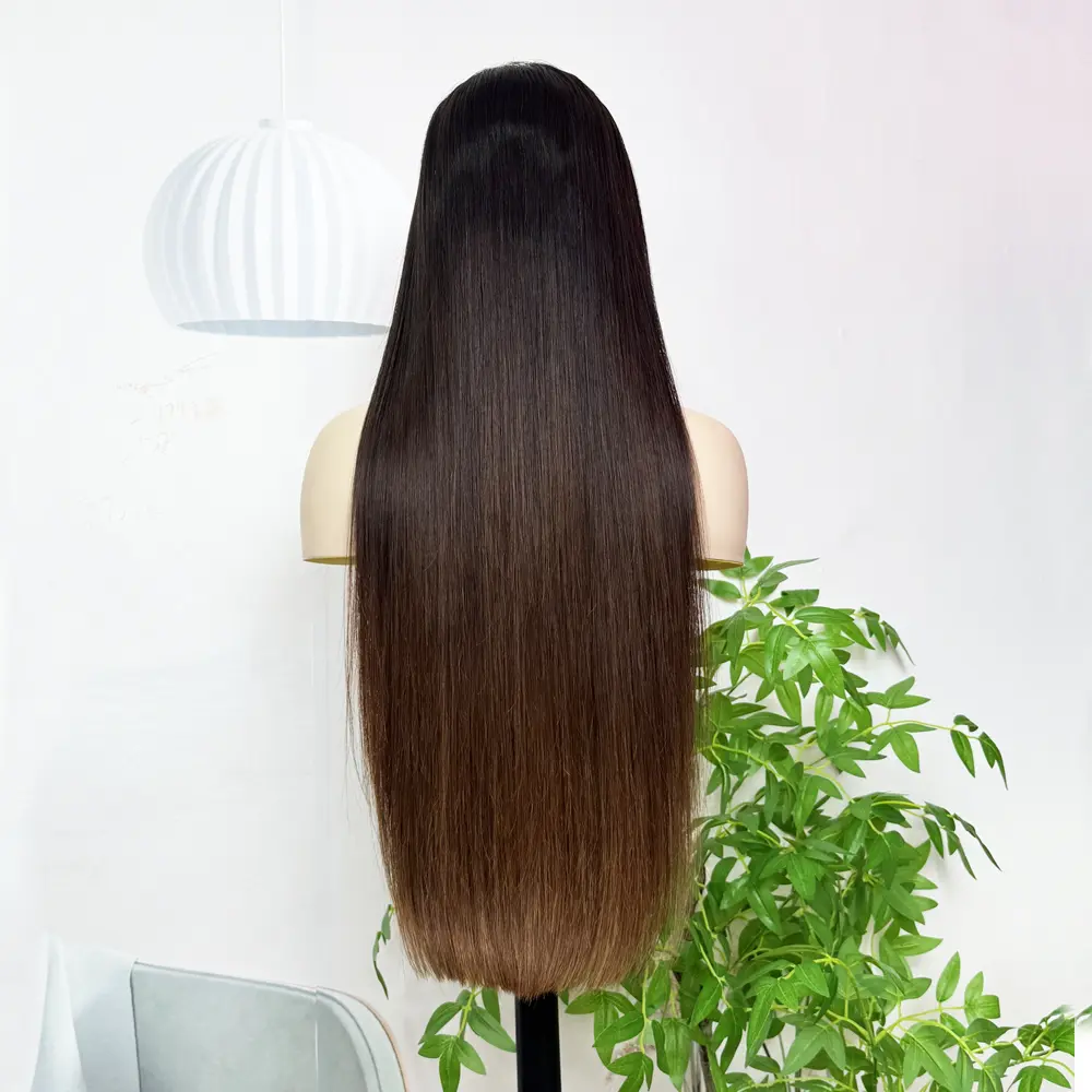 Raw Vietnamese Hair SDD Ombre Brown 5x5 Wear Go Glueless Wig HD Lace Wig Pre Cut Pre Bleacked Knots Pre Plucked Hairline 100% Human Hair Wig 200% Density