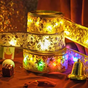 Christmas Ribbon Light, 2 Counts Battery Powered LED Light String, Decorative Light for Home Party Festival, Home Decor, Festive & Party Supplies