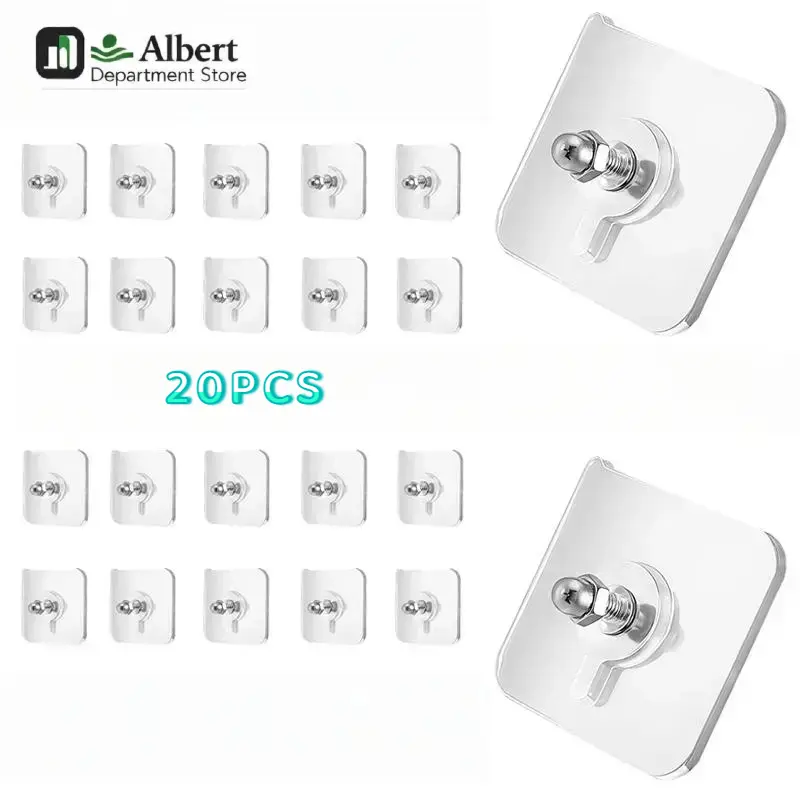 20PCS Self-Adhesive Wall Hooks, No-Drill Picture Frame Hanging Hooks for Bathroom, Kitchen and Home Organization (Buy 10 Get 10 Free)