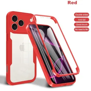 Heavy Duty Clear Phone Case, Dual-Layer Shockproof Protective Cover, Full-Body Anti-Impact Case for iPhone 17/16/15/14/13/12/11/ProMax/Air/Plus,Raised Lens Bezel Shockproof Anti-Drop Anti-Fingerprint Slim