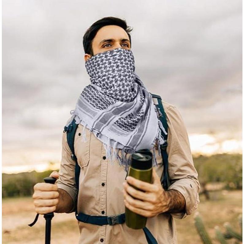 Unisex Winter Tactical Shemagh Scarf - Windproof Warm Keffiyeh Wrap - Full Face Cover for Outdoor Riding