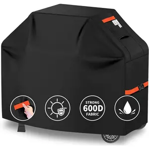 59Inch Heavy Duty Grill Cover for Outdoor Grill Thick  UV & Fade Resistant BBQ Cover with Adjustable Straps, Suitable for Weber,Black Stone, Charbroil etc, Black