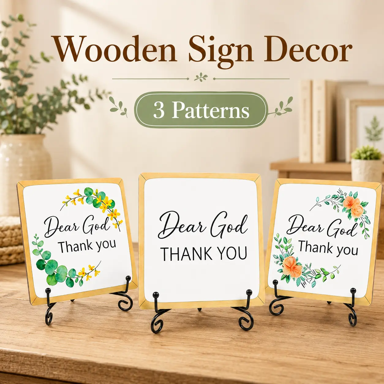 Grateful Wooden Sign – Rustic Christian Farmhouse Decor for Desk, Shelf or Mantle, Inspirational Gift for Friend Mom, Home Office Bookshelf Plaque
