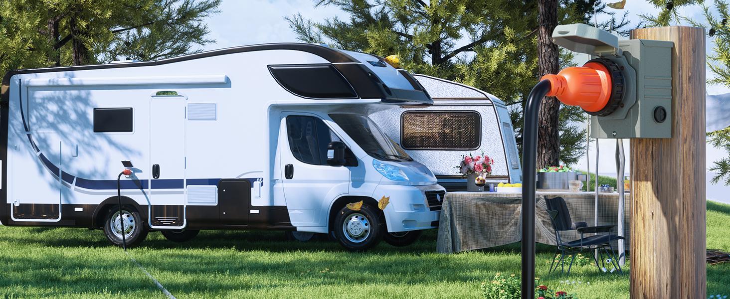 Nilight 30A 100FT Generator Extension Cord Power Inlet Box with Locking Connector 125/250V 7500W 10 Gauge STW ETL Listed 4 Prong L14-30P L14-30R Cable for RV Outdoor Use