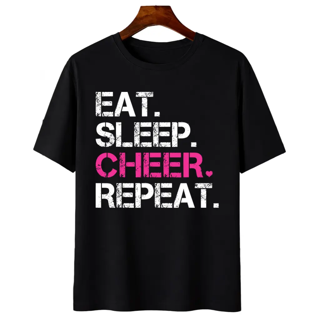 Eat Sleep Cheer Repeat Cheerleading TShirt Cheerleader Gifts T-Shirt, Suitable for Mens & Womens Outdoor T-Shirt, 100%cotton,