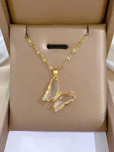 Fashion Butterfly Design Pendant Necklace, Butterfly Cut Stainless Steel Jewelry for Party, Daily Clothing Decor, Trendy All-match & Exquisite Jewelry for Birthday Gift