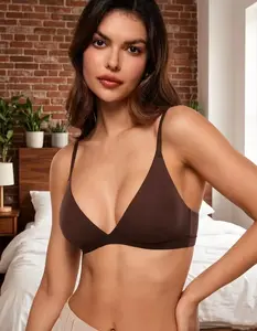 omen's Inbarely Triangle Bralette Plunge Unlined Seamless Bra No Underwire Sexy Comfortable Everyday