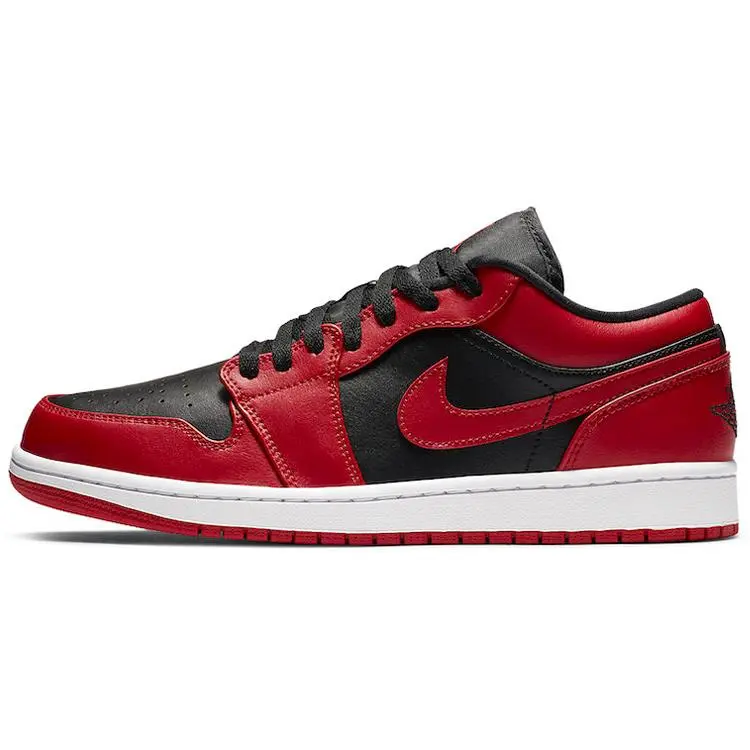 Jordan 1 Low Reverse Bred Retro Basketball Shoes Men's Gym Red Black-Gym Red-White 553558-606