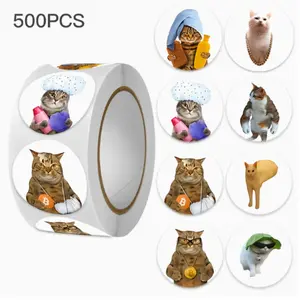 Cat Emoji Stickers Gift Set, 500 Pieces Cute Round Funny Cat Stickers, Perfect for Decorations and Fun, Ideal for Cat Lovers
