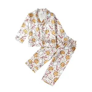 Baby Boy Girl Pajamas Christmas Red Plaid Print Long Sleeve Lapel Collar Button Down Top Shirt Pants Nightwear