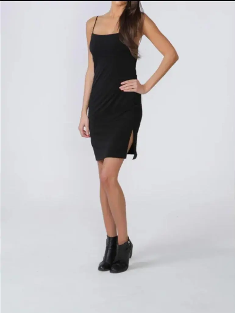 Jennifer Croll 'Cindy' Short , Matte Jersey Dress. The 'Cindy' Short is a classic, spaghetti-strap empire waist.