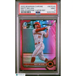 Matt Mclain 2022 Bowman Chrome Pro #BCP245-PRS Fchs Pink Vapor Ref 39/199 PSA 9
