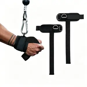Heavy Duty Weightlifting Straps with Cushioned Wrist Cuff – 14.5" Cotton Straps with Non-Slip Silicone Beads & 5mm Steel D-Ring, Padded Gym Lifting Straps for Men & Women, Bodybuilding, Deadlifts, Pull Ups, Cable Training, Strength Workouts, Fitness