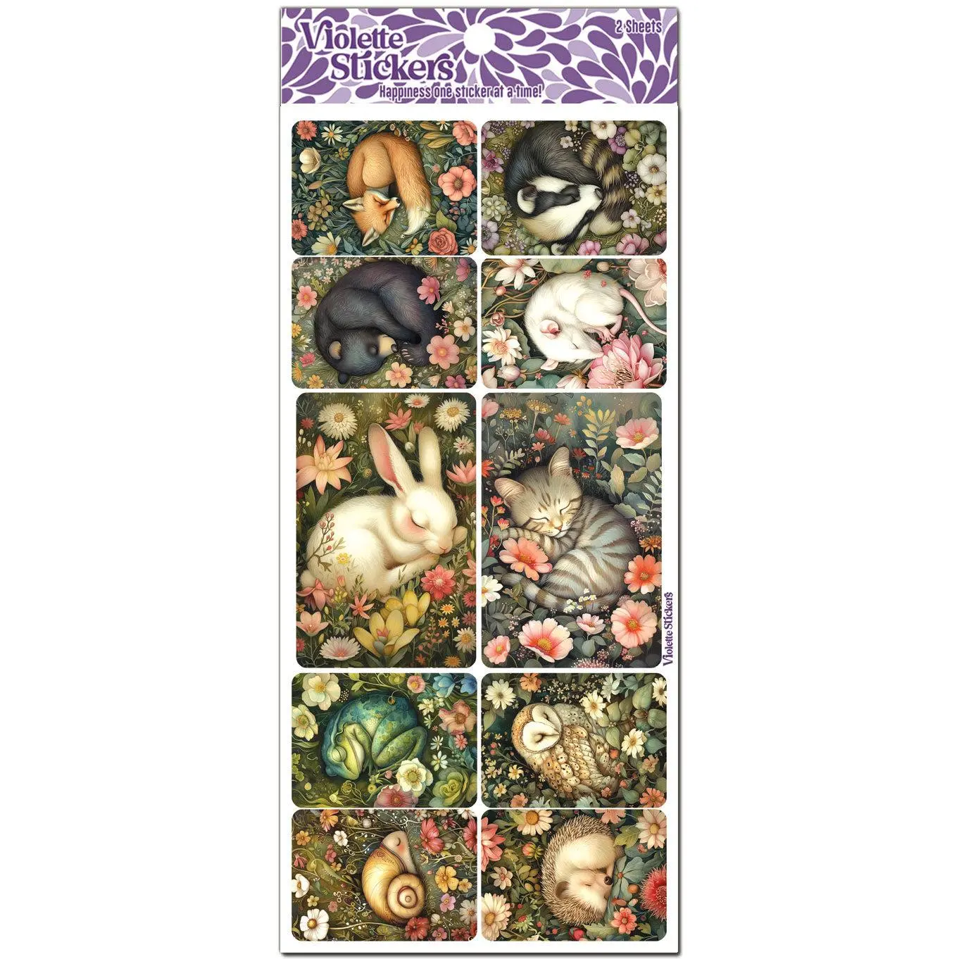 C313 Crystal Sleeping Animal Stickers