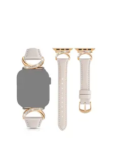 Luxury rhinestone-trimmed synthetic leather strap for IWatch watches: Suitable for S11-1/SE/Ultra (38-49 mm) – A stylish choice for dates, work, and parties (watch not included) Smart Watch Straps Smart Watch Accessories