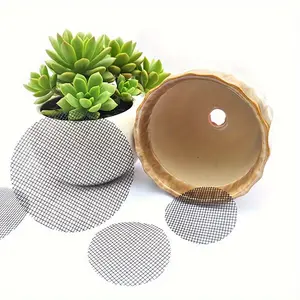 20/50pcs 1.97*1.97in/3.94in*3.94in Flower Pot Hole Mesh Pad, Round Drainage Hole Screens Prevent Soil Loss Anti, Plant Drainage Screens Gasket, Bonsai Pot Bottom Grid Mat Mesh, Gardening Supplies